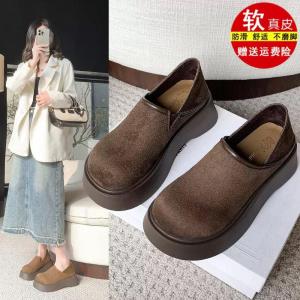 รองเท้าส้นเตี้ยแบบสวมสบายสไตล์อังกฤษ รองเท้าหนังนิ่ม สวมง่าย รองเท้าลำลองสำหรับผู้หญิงในฤดูใบไม้ผลิและฤดูใบไม้ร่วง