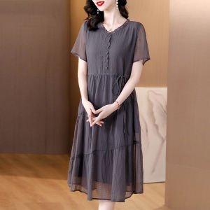 DAIXIANGFEIZI | A-line Slimming Short Sleeve Mid-length Summer Dress