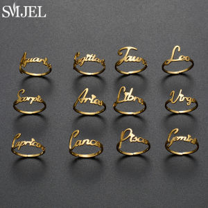 Stainless Steel 12 Constellations Open Rings for Women Aries Leo Virgo Gemini Libra Pisces Scorpio Zodiac Ring Birthday Gifts