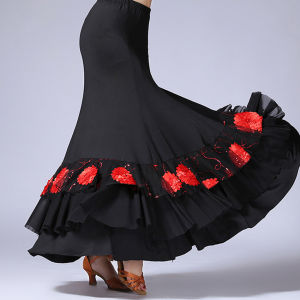 Flamenco Váy Tập Khiêu Vũ Váy Tây Ban Nha Múa Bụng Khiêu Vũ Hình Vuông Lạ Mắt Váy Biểu Diễn Khiêu Vũ Thêu Kim Sa