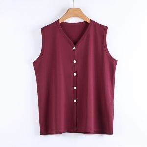 Pure Cotton Open Cardigan Ladies Thin Loose Home Vest Sweatshirt Middle Aged And Elderly Mothers Sleeveless Outerwear Top