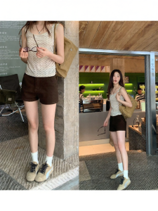 NIHAOKANONG | Quần Short Ôm Dáng Thẳng Cao Waisted