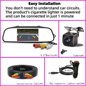7/5/4.3 Inch Universal Car LCD Monitor Rear View Backup Camera Easy Installation Night Vision Parking Assist for Vans.