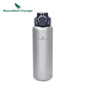 Boundless Voyage Titanium Water Bottle with Lid Lightweight Leak-Proof Flask Canteen for Camping Hiking Gym and Travel Ti3019D