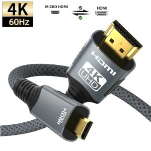 Nierbo Micro HDMI để HDMI Cáp nam để nam bện dây Adapter 2.0 4K   60Hz 2K   165HZ 18Gbps tương thích với máy ảnh màn hình