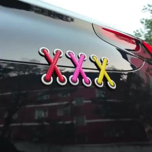 Car Motorcycle Decals Decorative Sticker Vinyl Sticker Funny Cross Shoelaces Adhesive Funny Shoelace Stickers Trucks Helmets