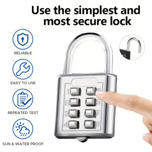 8-Digit Waterproof Combination Padlock for Luggage Travel Zinc Alloy Anti-Theft Lock with Key Fixed Random Code Outdoor Safe