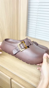 Sendal Slop Wanita Terbaru Hias Gesper Gold Size 36-41 (7557 W)