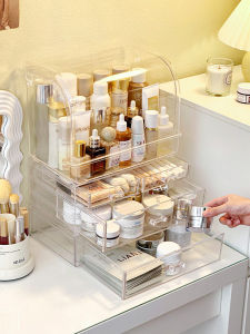 กล่องเก็บเครื่องสำอางอะคริลิกความจุขนาดใหญ่ ป้องกันฝุ่น ชั้นวางเครื่องสำอาง เครื่องสำอาง ครีมบำรุงผิว ชั้นวางเครื่องประดับ