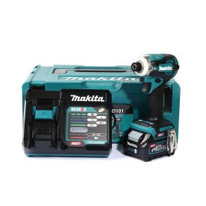 MAKITA สว่านไขควงกระแทกไร้สาย 40 โวลต์ 1/4 นิ้ว รุ่น TD001GD101 แรงบิดสูงสุด 220 นิวตันเมตร รวมแบตเตอรี่และแท่นชาร์จ (มากีต้า)