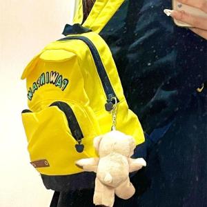Cute Cartoon Letter Embroidery Backpack for Kindergarten to College Students Commuting to Work Shoulder Bag Bear Pendant