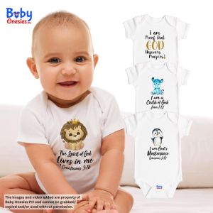 Baby Onesies PH Bible Verse Statement Baby Clothes 0-12 months  Baby Boy Baby Girl Cotton Bodysuit