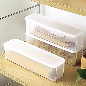 Wisell【มีสินค้าในสต๊อก】 กล่องเก็บช้อน ตะเกียบ ผัก กล่องปิดผนึกอาหารความจุขนาดใหญ่ กล่องปิดผนึกสี่เหลี่ยมยาว storage box