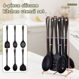 Black and White Plastic Non-stick Heat-resistant Kitchen Utensils with Hanging Rack