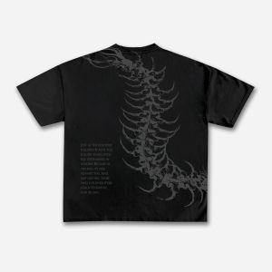Áo Thun Họa Tiết Xương Bọ Cạp Cổ Điển Màu Tối Oversize Y2K Mùa Hè Ngắn Tay Áo Thun Cotton Thông Thường Dành Cho Nam Và Nữ