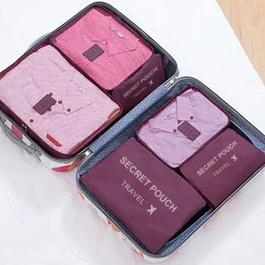 Others | 6 Pcs/Set Pink/Blue/Grey Travel Storage Bag Large Capacity Waterproof Luggage Clothing Underwear Storage Organizer With Zipper