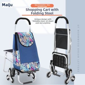 MEISITEKEKE | Foldable Portable Shopping Cart With Seat