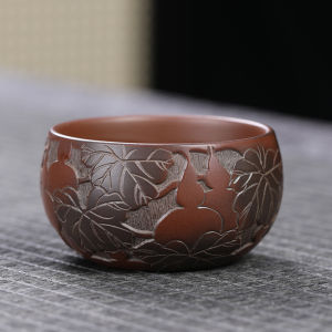 Rilang Tea Cup Guangxi Qinzhou Mud Excavation Ceramic Handmade Engraving Relief Drinking Cup Gift for Prosperity And Happiness