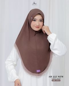 kerudung bergo arrafi 537 new hijab polos variasi renda kekinian