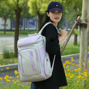 กระเป๋าใส่รองเท้าเทนนิสแบบสะพายไหล่สองข้างสำหรับผู้หญิง กระเป๋าใส่แบดมินตันแบบกันน้ำ ความจุขนาดใหญ่ กระเป๋าใส่รองเท้ากีฬาแบบลำลอง