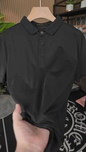 Ice Silk Modal Summer Casual POLO Shirt T Mens Ice Silk Short Sleeve Business Solid Color Half Sleeve Shirt Trendy