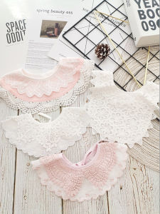 Pure Cotton Embroidery Lace Princess Shoelace 360 Baby Bibs Infant Cut Out Bib Detachable Collar