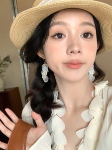 Beach Vacation Long Tassel Shell Earrings Women Unique High Fashion Exaggerated Hook Ear Jewelry Korean Style Fresh out