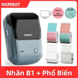 Máy In Nhiệt Mini NIIMBOT B1 Bluetooth Máy In Di Động Cầm Tay In Nhãn Mã Vạch Nhãn Dán Tròn Không Dây Dùng Cho Gia Đình