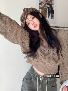 2025 Winter New Design Long Sleeve Knitted Sweater Lazy Style High-End Feeling Womens Hook Flower Outerwear Casual Fashion