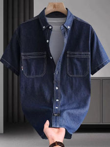 Summer New Retro Blue Washed Slim Fit Casual Shirt