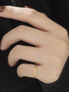 Small Size Titanium Steel Ring Womens Index Finger Simple 18K Gold Color Solid Band Fashionable Versatile Minimalist Style