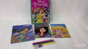 Disney Princess Tin of Wonder with 2 Colouring Books Colour Pencils Stationery Gift For Kids