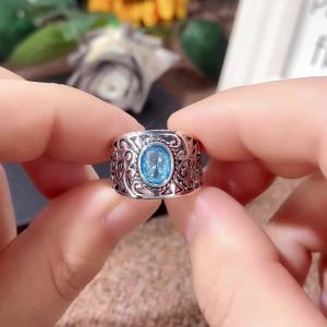 Huitan Romantic Sky Blue Stone Women Rings Hollow Out Band Fancy Bridal Wedding Rings for Party Anniversary Gift Fashion Jewelry