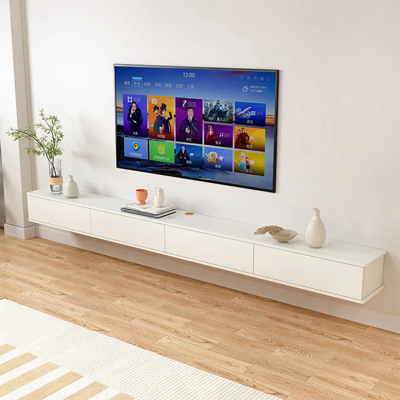 Narrow white deals tv unit