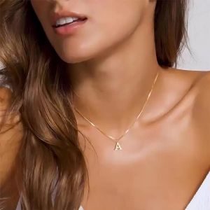 A-Z Initial Necklace 18K Gold Plated Necklace Cute Letter Stainless Steel Necklace for Women
