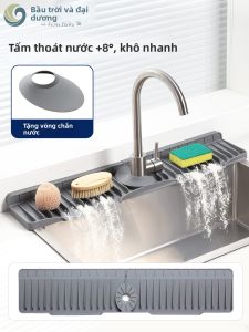 Tấm Chống Trượt Bằng Silicon Có Thể Gấp Gọn Cho Bồn Rửa Phòng Bếp Phòng Tắm Tấm Chống Trượt Để Thoát Nước Dốc Tấm Đệm Để Đồ Trên Mặt Bàn
