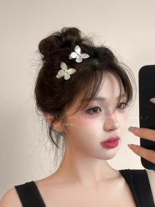 Silver Liquid Metal Butterfly Hair Clip Womens Side Duckbill Hair Clip Hair Accessories Headwear Fashionable Korean Style