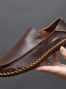 Cow Sister Handmade Shoes Soft Bottom Breathable Soft Leather plus Size Casual Leather Shoes Mens Genuine Cattlehide Leather Surface Wide Feet Loafers