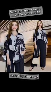ULRICA SETELAN CRINCLE WANITA KEKINIAN LD 120  ATASAN KEMEJA OVAL CELANA LURUS BAHAN CRINCLE AIRFLOW
