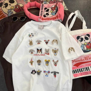 ผ้าฝ้ายปักแขนสั้นเสื้อยืดผู้หญิงฤดูร้อน Chic หลวม Fit สไตล์ฮ่องกงธุรกิจ Casual เสื้อผ้า