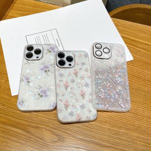 Summer New Fashion Shell Pattern Small Flower Phone Case for Samsung S23 S24 S25 A35 A24 A51 A13 A72 Womens Protective Cover