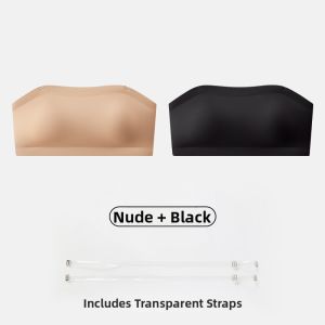 MiiOW | Non-Slip Gathered Strapless Bralette for Small Chests Invisible and Seamless Back Beauty