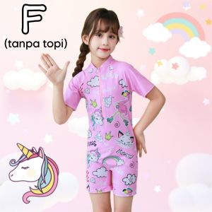 BAJU RENANG SWIMWEAR ANAK PEREMPUAN UNICORN MURAH 2IN1 INCLUDE HAT