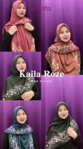 Elzatta KAILA ROZE Hijab segiempat motif bunga terbaru elzatta bahan voal jilbab scarf wanita dewasa