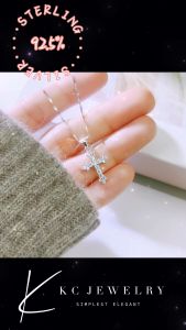 KC Jewelry S925 Silver - Flooded Diamond Cross Pendant