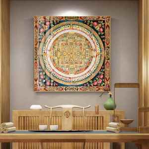 Xianxunxue | Six Syllable Sutra Tibetan Mandala Heart Sutra Entrance Wall Hanging Art