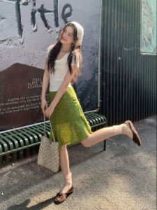 Mixd | Floral Ruffled Irregular Hem High Waist Half Skirt