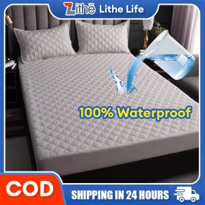 Waterproof Mattress Protector Cover Bed Topper Single/Queen/King Bed Sheet Cover for mattresses 16-28cm thick