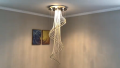 Phube Double spiral staircase lustre crystal ceiling chandelier lighting restaurant hotel hall loft  Modern Crystal Spiral Chandelier, Foyer Chandelier, Staircase Raindrop. 
