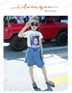 Rok kancing jeans anak perempuan 5-13 tahun